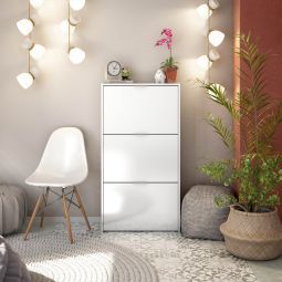 Móvel para sapatos 3 portas branco brilhante Klum 60x22x113cm