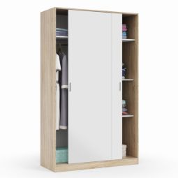 Roupeiro portas à correr cor carvalho e branco 200x120 cm