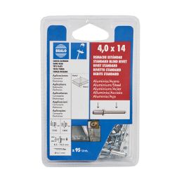 Rebite alumínio/aço 4x14 mm 95 uds
