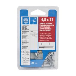 Rebite alumínio/aço 4,8x21 mm 60 uds