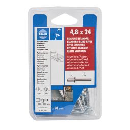 Rebite alumínio/aço 4,8x24 mm 50 uds