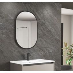Espelho Oval Pill 80x55 cm Borda Preta
