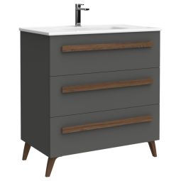 Móvel de casa de banho Nilsa cor cinzento antracite 80cm
