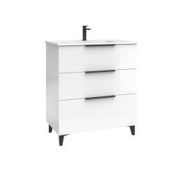 Móvel de casa de banho Agneta cor branco brilhante assimétrico 80x45cm