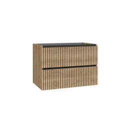 Móvel de casa de banho suspenso Fabia 80cm cor carvalho e preto 80x45cm
