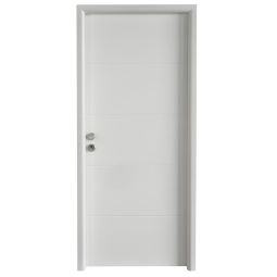 Porta de entrada metálica Line 4r branca esquerda 210x91cm