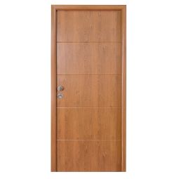 Porta de entrada metálica Line castanho direita 210x91cm