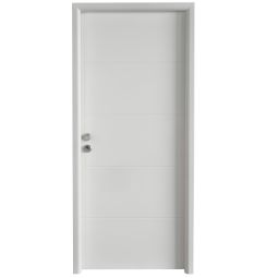 Porta de entrada metálica Line 4r branca direita 210x91cm