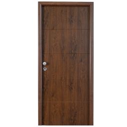 Porta de entrada metálica Line carvalho direita 210x91cm