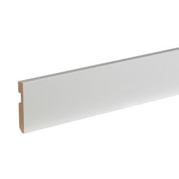 Conjunto 5 rodapés madeira branca passa-cabos 223x9x1,5cm 