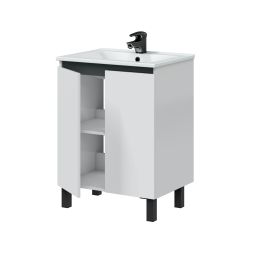 Móvel de casa de banho Corina cor branco e preto 60x45cm