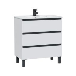 Móvel de casa de banho Cora cor branco e preto 80x45cm