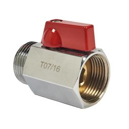 VÁLVULA DE ESFERA MINI PN-16 M-H CON LLAVE ROJA