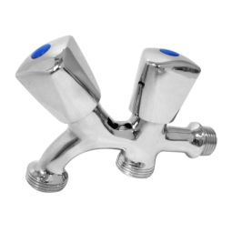 Torneira dupla para máquina de lavar roupa 1/2 com válvula metálica