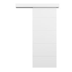 Porta de interior de correr lacada Lor branca 72,5 cm Geom + Kit de instalação para superfície