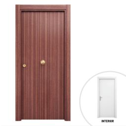 Porta de entrada maciça Flavia sapelly e interior liso branco direita 206x86cm