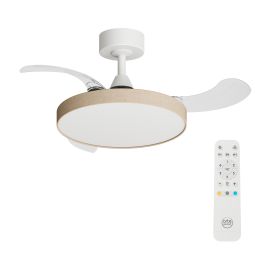 Ventoinha de teto branco/tecido branco com luz LED e motor DC 91cm Baran Arteconfort
