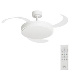Ventoinha de teto branco com luz LED e motor DC 122cm Ori M Arteconfort