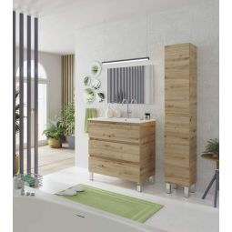 Conjunto móvel de casa de banho e lavatório Thea cor carvalho 80x45cm