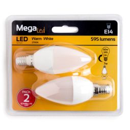 PACK 2 LÂMPADAS LED VELA E14 7 W LUZ QUENTE