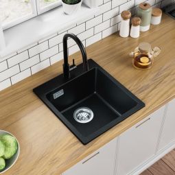 Pia de cozinha - granito - preto - 1 cubo - 40x45x20cm - anti-odor e anti-c
