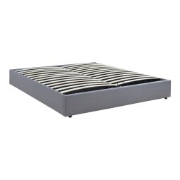 Cama estofada nola com estrado 180x200 cm linho cinzento [en.casa]