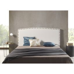 Cabeceira âmbar para cama de 150cm em pele sintética branca, 154x115x8.
