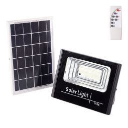 Holofote LED solar 45w 6500k painel: bateria 6v/6w: controle remoto