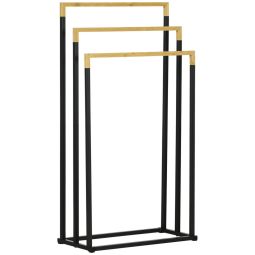 Toalheiro de pé 45x22,5x86 cm aço, bambu kleankin, casa - casa de banho