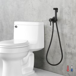 Kibath torneira de wc intimate hygiene 2 águas preta fosca feita de latão