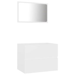 2 pcs conjunto de móveis de casa de banho contraplacado branco