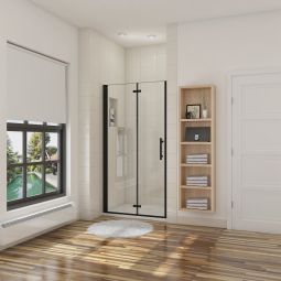 Porta de duche rebatíveis,vidro easyclean 5mm,preto mate,(896-926)x1900mm