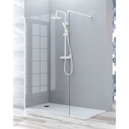 Ecrã de duche fixo painel de duche transp 80cm branco mate