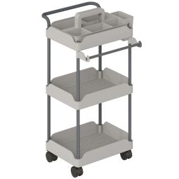 Carrinho auxiliar com roda 42x42,5x76 cm metal e plástico color gris Homcom