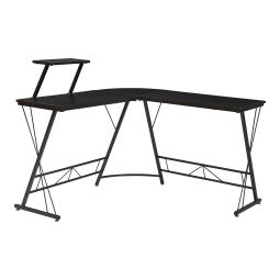 Escritorio Yremso con prateleira forma de l 122x122x98cm - negro [en.casa]