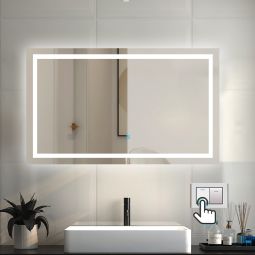 Espelho de casa de banho aica LED 100×60cm, luminosidade regulável