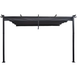 Pérgula de alumínio com teto retrátil - 3 x 4 m - cinza