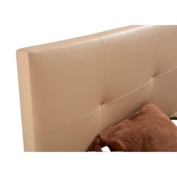 Cabeceira estofada descansin 135x120 cm bege tecido liso de couro sintético