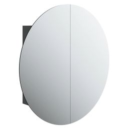 Armário de banheiro vidaxl com espelho redondo e LED preto 54x54x17,5 cm