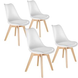 4 cadeiras de sala de jantar, acolchoado, ergonómicas e estables, branco