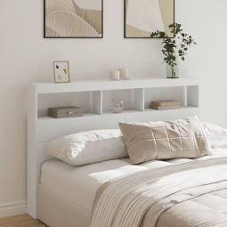 Armário de cabeceira com luzes LED 160x17x102 cm branco
