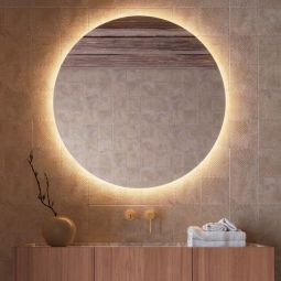 LEDimex-espelho porto ø70 redondo retroiluminado LED quente