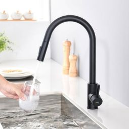 Torneira de cozinha preta com spray removível e misturador de cozinha girat
