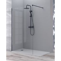 Ecrã de duche fixo de entrada a nível | painel de duche transp 100cm preto