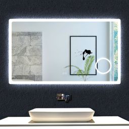 Espelho de casa de banho LED 120×70cm + bluetooth + espelho de aumento