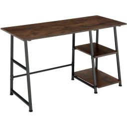 Escritorio estilo industrial 2 prateleiras 120x50x73,5 cm madeira oscura