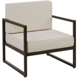Poltrona de jardín, 1 plaza, tapizado grueso, 74x78x85 cm, castanho/bege