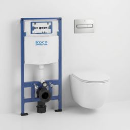 Pack cisterna roca duplo + pl1 cromado brilho + wc round pro total clean