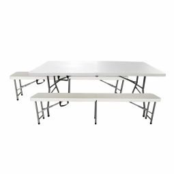 Mesa de piquenique e 2 bancos dobráveis em resina 180x74x74 cm new kol