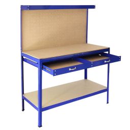 Bancada bancada mesa ganchos gaveta oficina azul